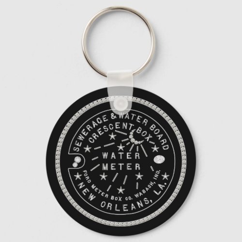 Crescent City Water Meter Cover Faux Diamonds Keychain