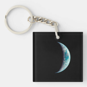 crescent earth planet science space universe geek keychain
