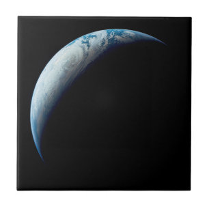 Crescent Earth Taken From The Apollo 4 Mission. 2 Ceramic Tile