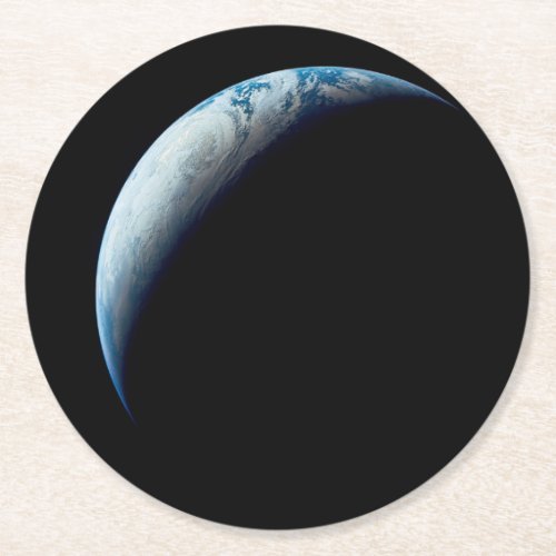 Crescent Earth Taken From The Apollo 4 Mission 2 Round Paper Coaster