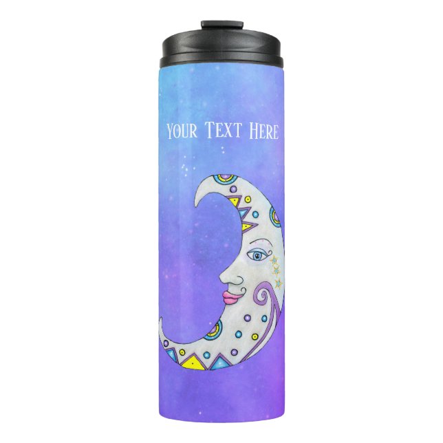 Crescent Fantasy Moon Pretty Face Decorations Sky Thermal Tumbler (Front)