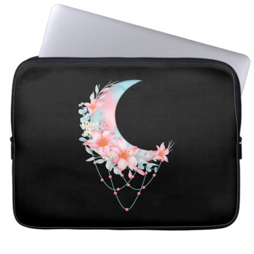 Crescent Floral Moon  Laptop Sleeve