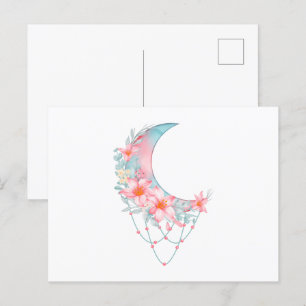 Crescent Floral Moon Postcard