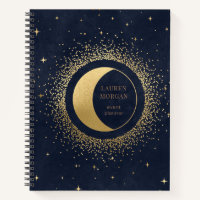 crescent gold moon monogram Notebook
