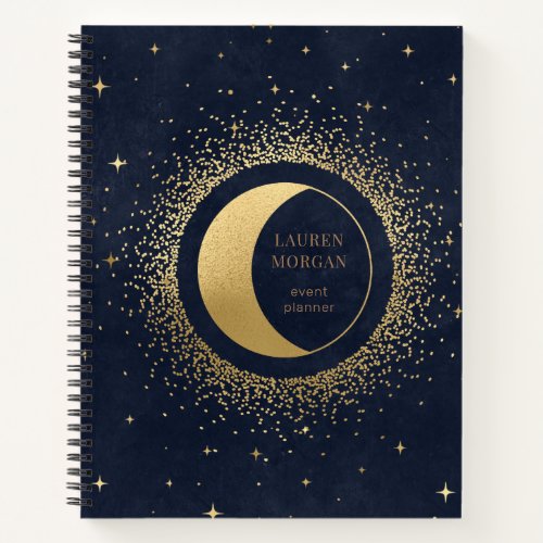 crescent gold moon monogram Notebook