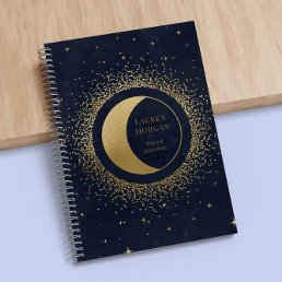 Crescent Gold Moon Monogram Notebook