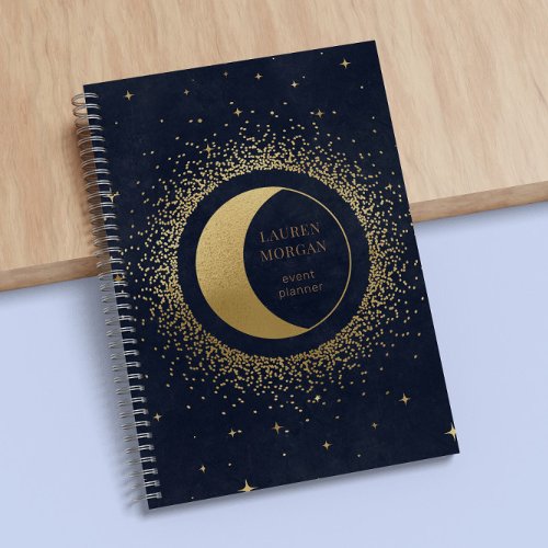 Crescent Gold Moon Monogram Notebook