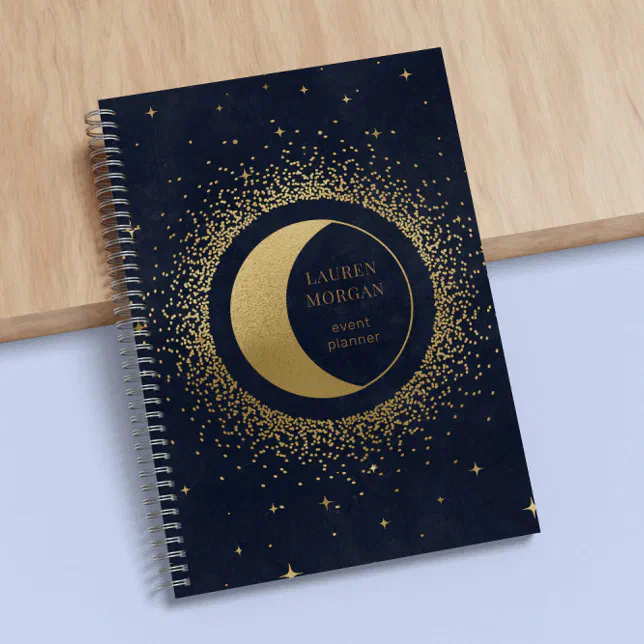 Crescent Gold Moon Monogram Notebook