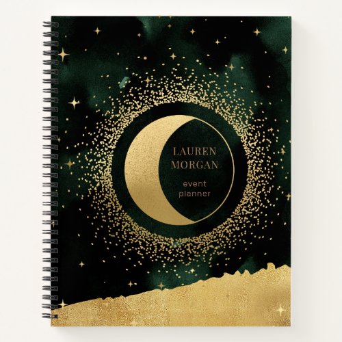 crescent gold moon monogram Notebook