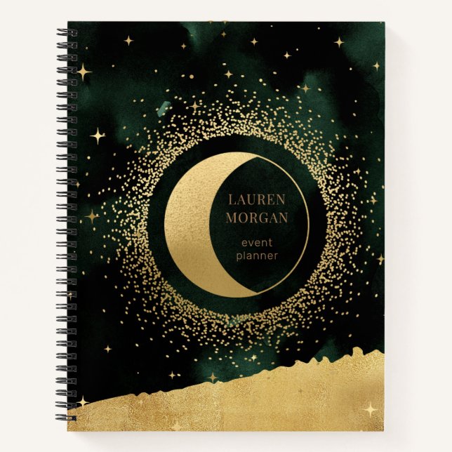 crescent gold moon monogram Notebook (Front)