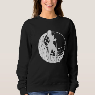 Crescent Golf Ball Golfer Striking Silhouette Embroidered Sweatshirt