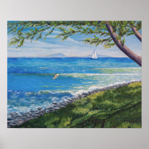 Crescent Head Beach Seascape Painting Poster