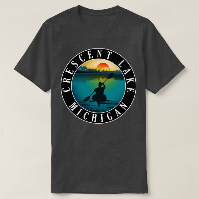 Crescent Lake Kayaking Michigan Sunset T-Shirt (Design Front)