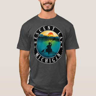 Crescent Lake Kayaking Michigan Sunset T-Shirt