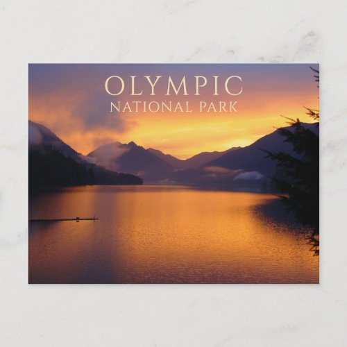  Crescent Lake Sunset Olympic National Park WA Postcard
