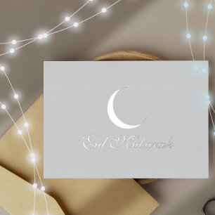 Crescent Luxury Silver Foil Eid Mubarak Card