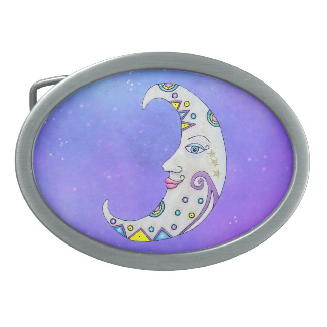 Crescent Moon Abstract Markings Blue Eyes Pink Lip