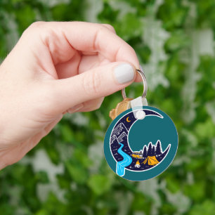 Crescent Moon Adventure Camping Keychain