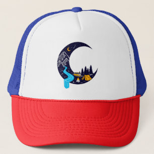 Crescent Moon Adventure Camping Trucker Hat