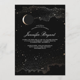 Crescent Moon and Night Stars Bridal Shower Invitation