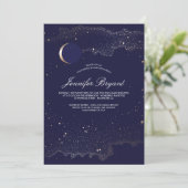 Crescent Moon and Night Stars Navy Bridal Shower Invitation (Standing Front)