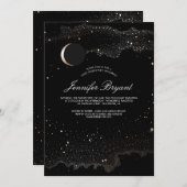 Crescent Moon and Night Stars Sweet 16 Invitation (Front/Back)