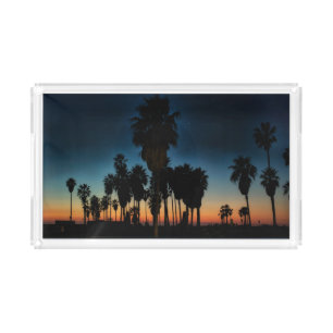 Crescent Moon And One Star On Sunset Acrylic Tray