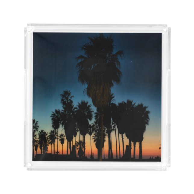 Crescent Moon And One Star On Sunset Acrylic Tray (Front)