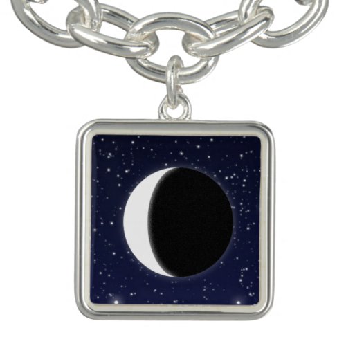 Crescent moon and stars charm bracelet