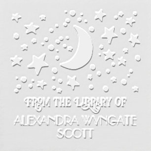Crescent Moon and Stars “From the library of” Name Embosser