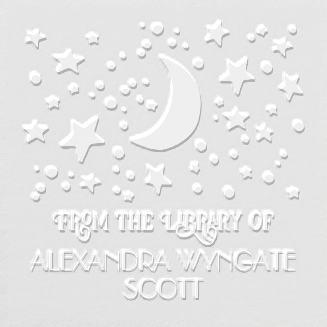 Crescent Moon and Stars “From the library of” Name Embosser (Design)