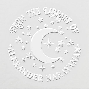 Crescent Moon and Stars “From the library of” Name Embosser