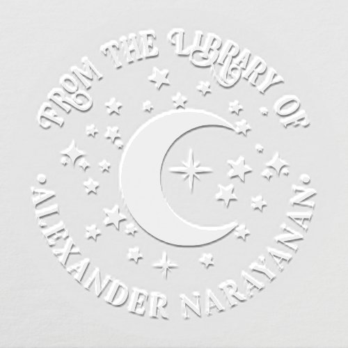 Crescent Moon and Stars From the library of Name Embosser