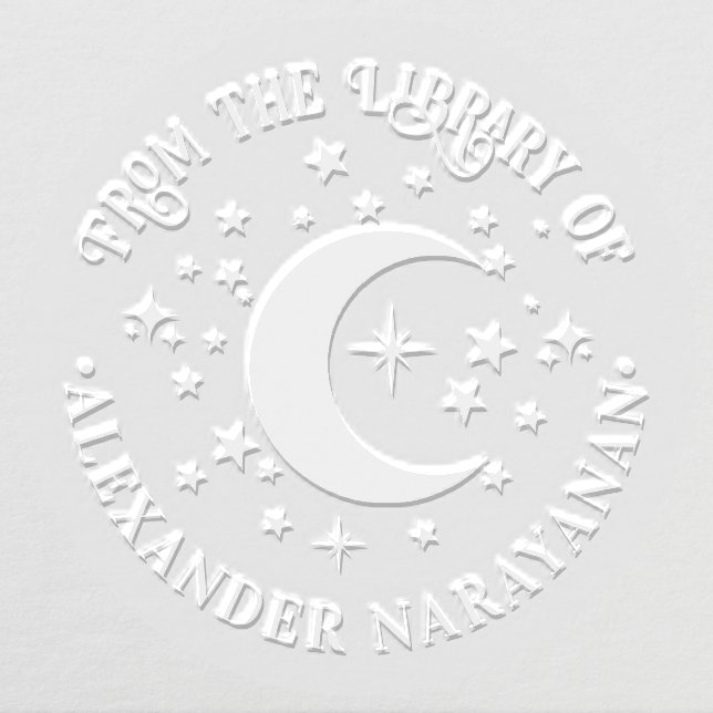 Crescent Moon and Stars “From the library of” Name Embosser (Design)