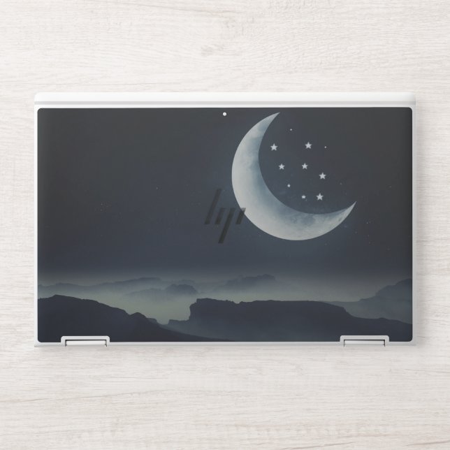 Crescent Moon and Stars HP Laptop Skin (Front)