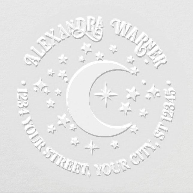 Crescent Moon and Stars Name Return Address Embosser (Design)