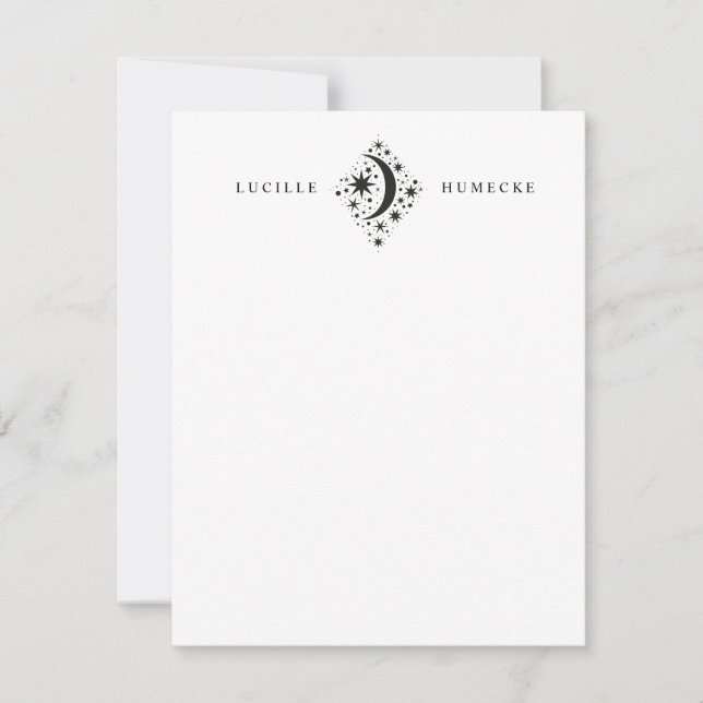Crescent Moon and Stars Note Card (Front)