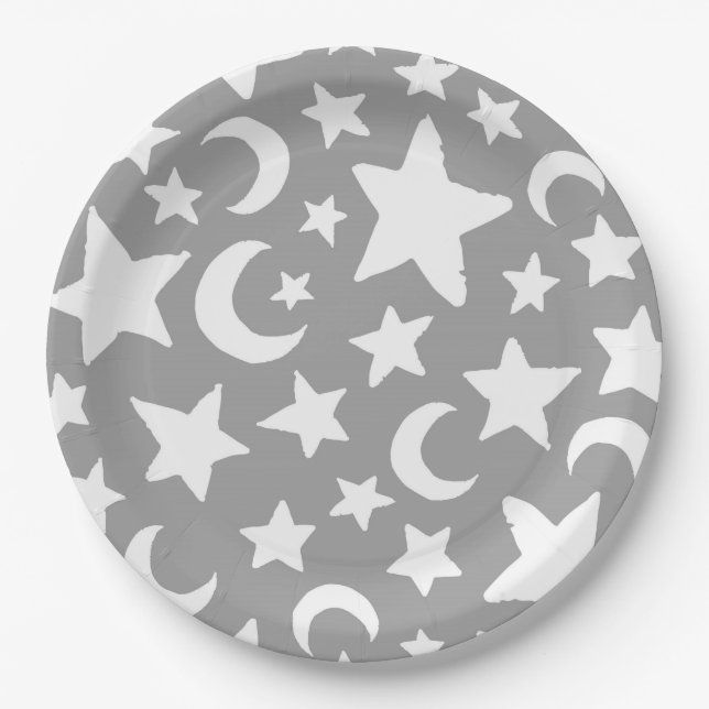Crescent Moon and Stars Paper Plates (Front)