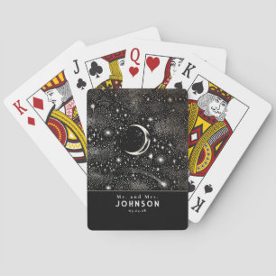 Crescent Moon and Stars Starry Night Celestial Poker Cards