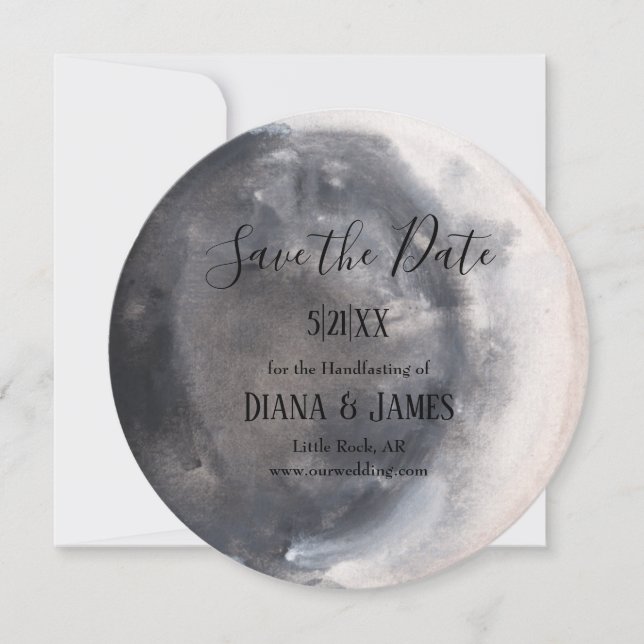 Crescent Moon Boho Wicca Handfasting Save the Date (Front)