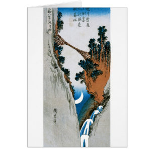 Crescent Moon, Bridge, and Waterfall. Japan. Cards