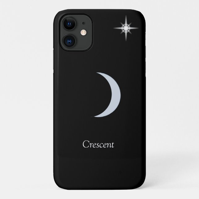 Crescent moon, calligraphy and star on black Case-Mate iPhone case (Back)