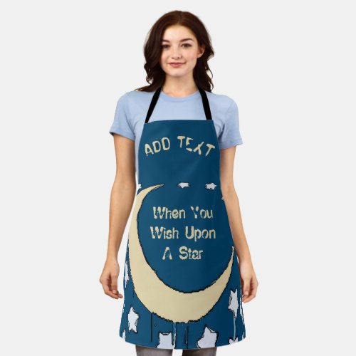 Crescent Moon Cartoon Design add text Apron