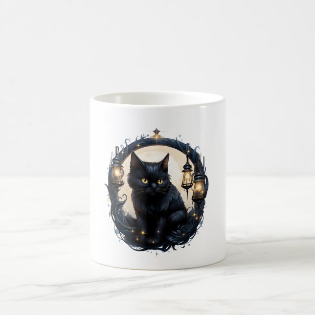 Crescent Moon Cat Coffee Mug (Center)
