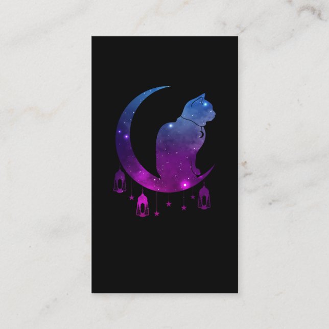 Crescent Moon Cat Mystical Pastel Goth Spiritual Business Card (Front)