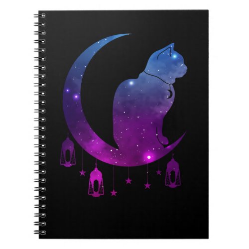 Crescent Moon Cat Mystical Pastel Goth Spiritual Notebook