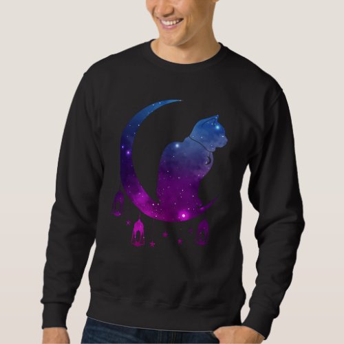 Crescent Moon Cat Mystical Pastel Goth Spiritual Sweatshirt