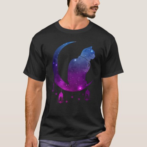 Crescent Moon Cat Mystical Pastel Goth Spiritual T_Shirt