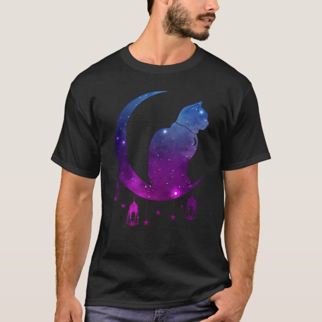 Crescent Moon Cat Mystical Pastel Goth Spiritual T-Shirt (Front)