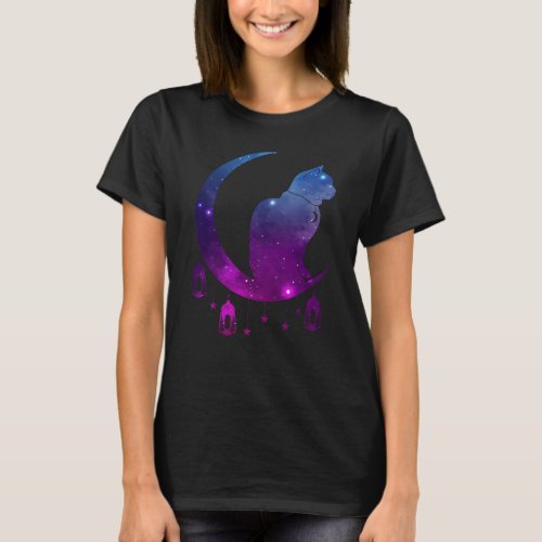 Crescent Moon Cat Mystical Pastel Goth Spiritual T_Shirt